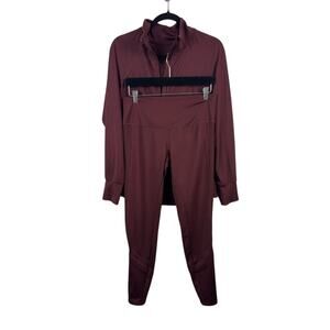 Tangerine Activewear Set Burgundy Polyester Spandex Jacket & Leggings Athleisure